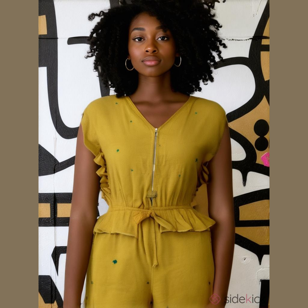 Very J Mustard Leaf Embroidered Romber Size M NWT